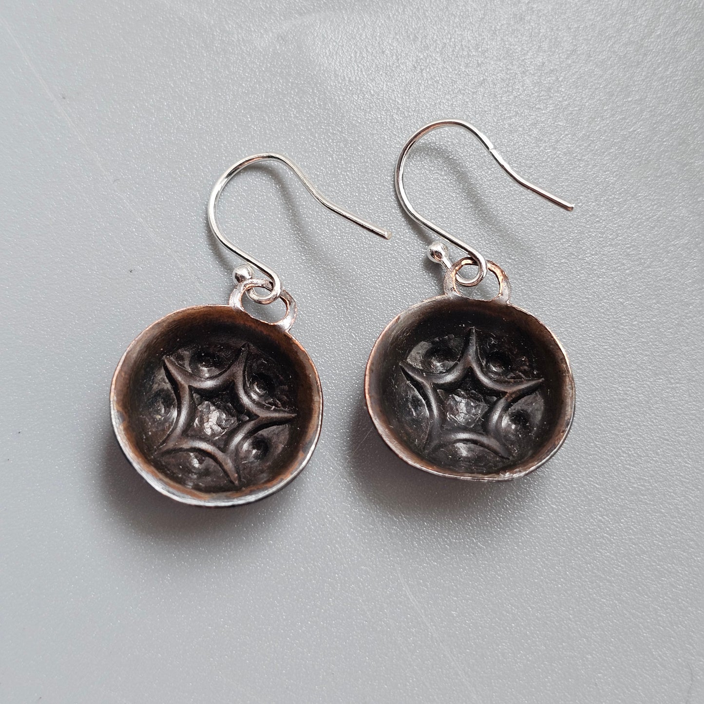 Upcycled Nordic Fairey Copper Star Earrings With Sterling Silver Hooks