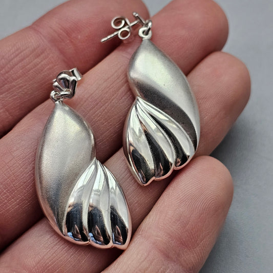 1980s Vintage Finnish Sterling Silver Drop Earrings by Finnfeelings Pertti Peuri 1988