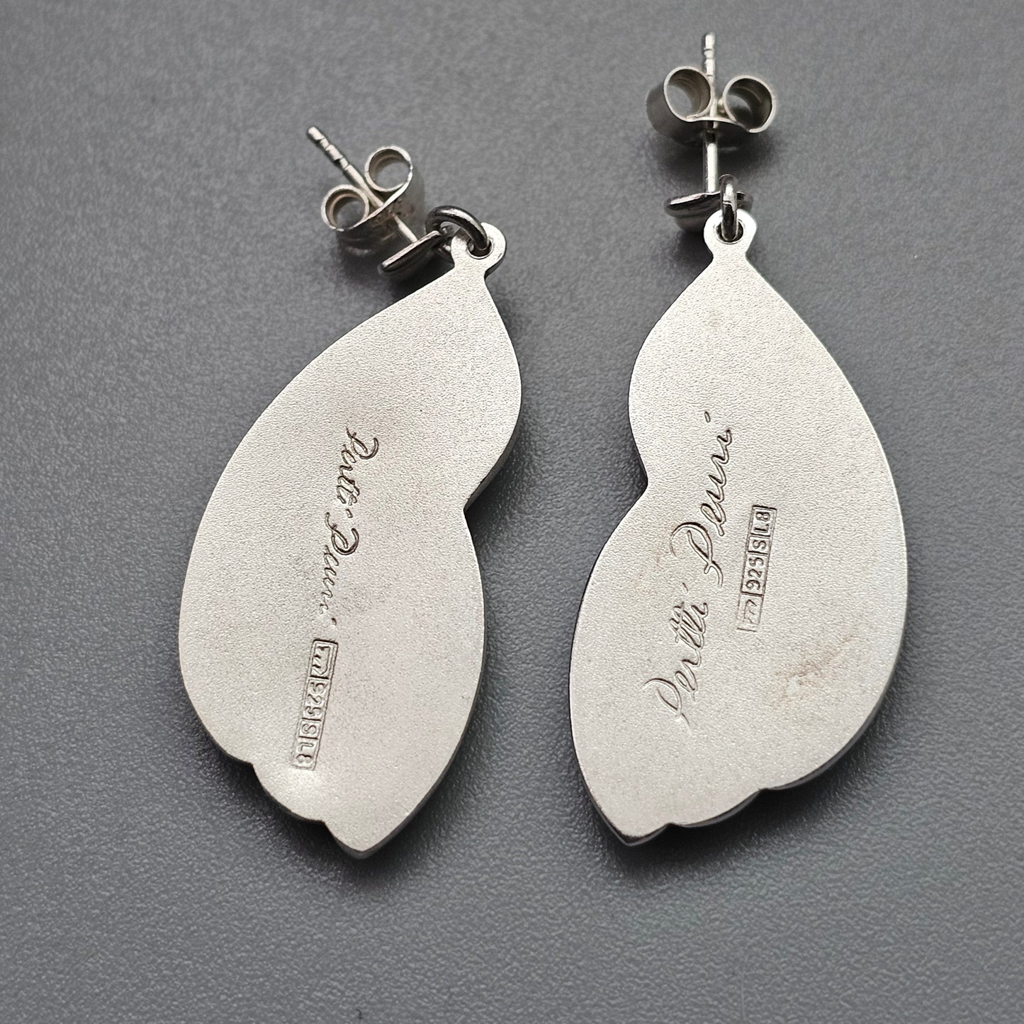 1980s Vintage Finnish Sterling Silver Drop Earrings by Finnfeelings Pertti Peuri 1988