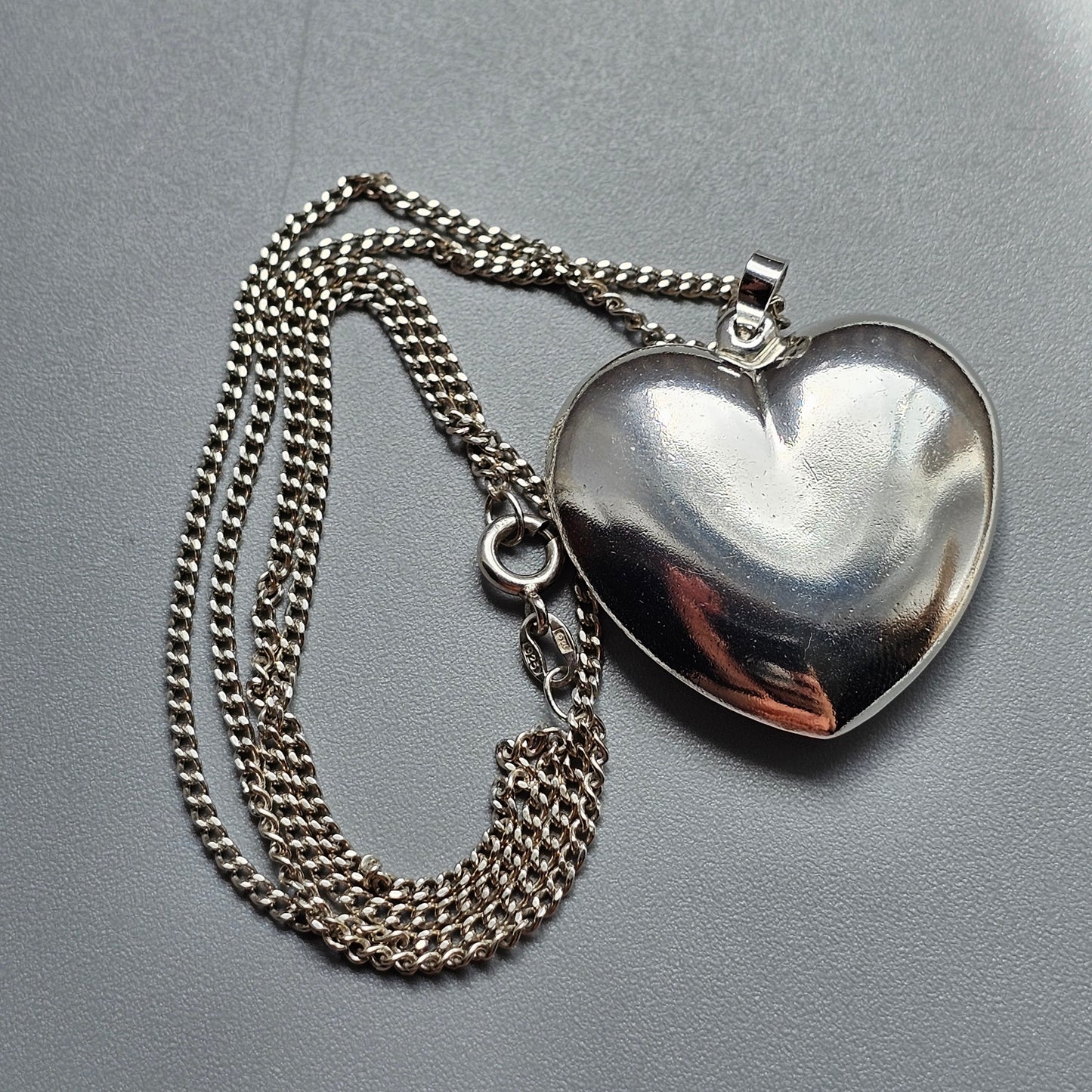 Vintage Sterling Silver Heart Necklace Pendant