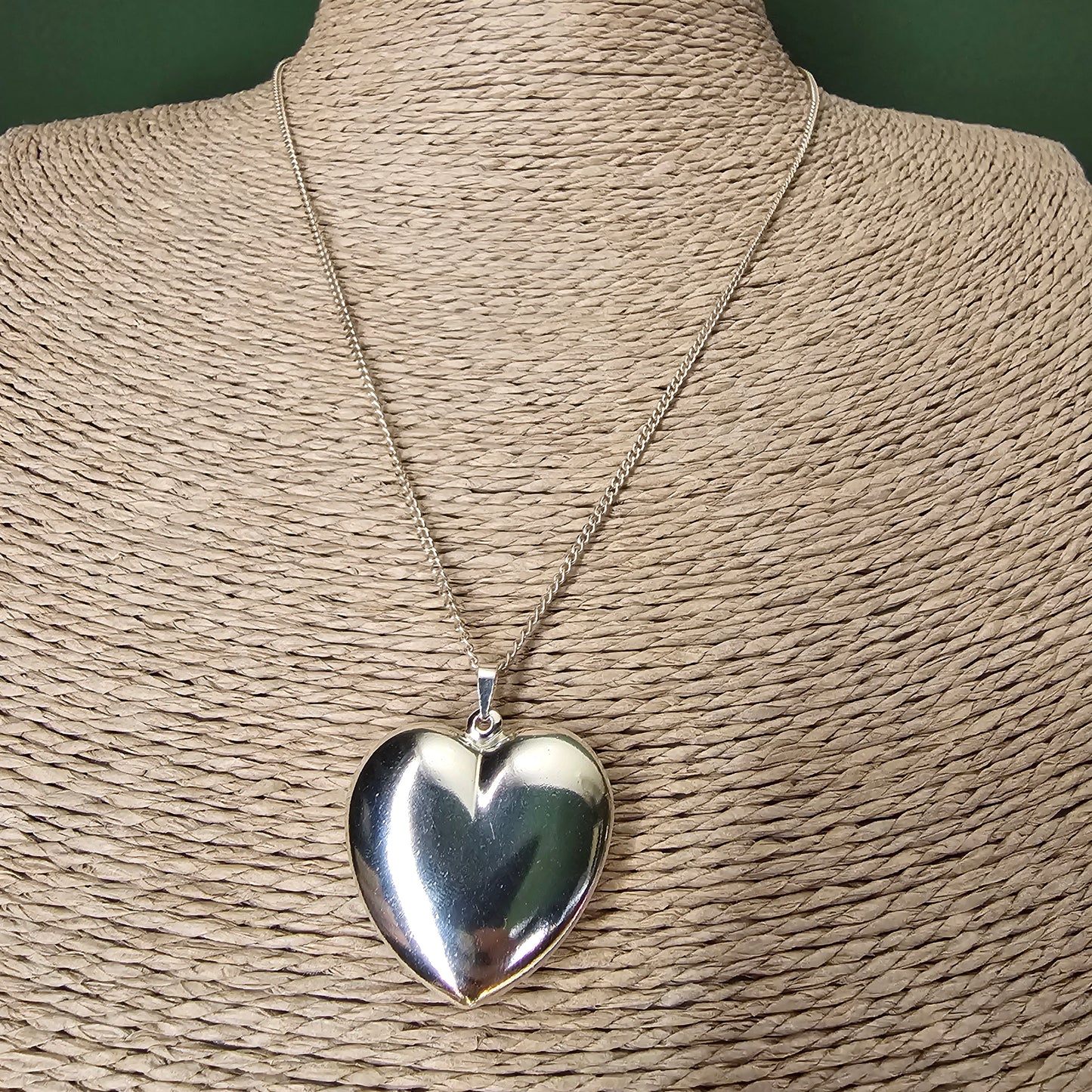 Vintage Sterling Silver Heart Necklace Pendant