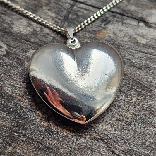 Vintage Sterling Silver Heart Necklace Pendant