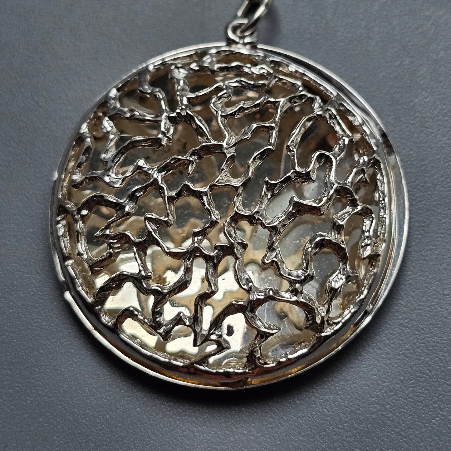 Vintage Finnish Modernist Silver Mesh Necklace Pendant by Pekka Aulin Turkukorut