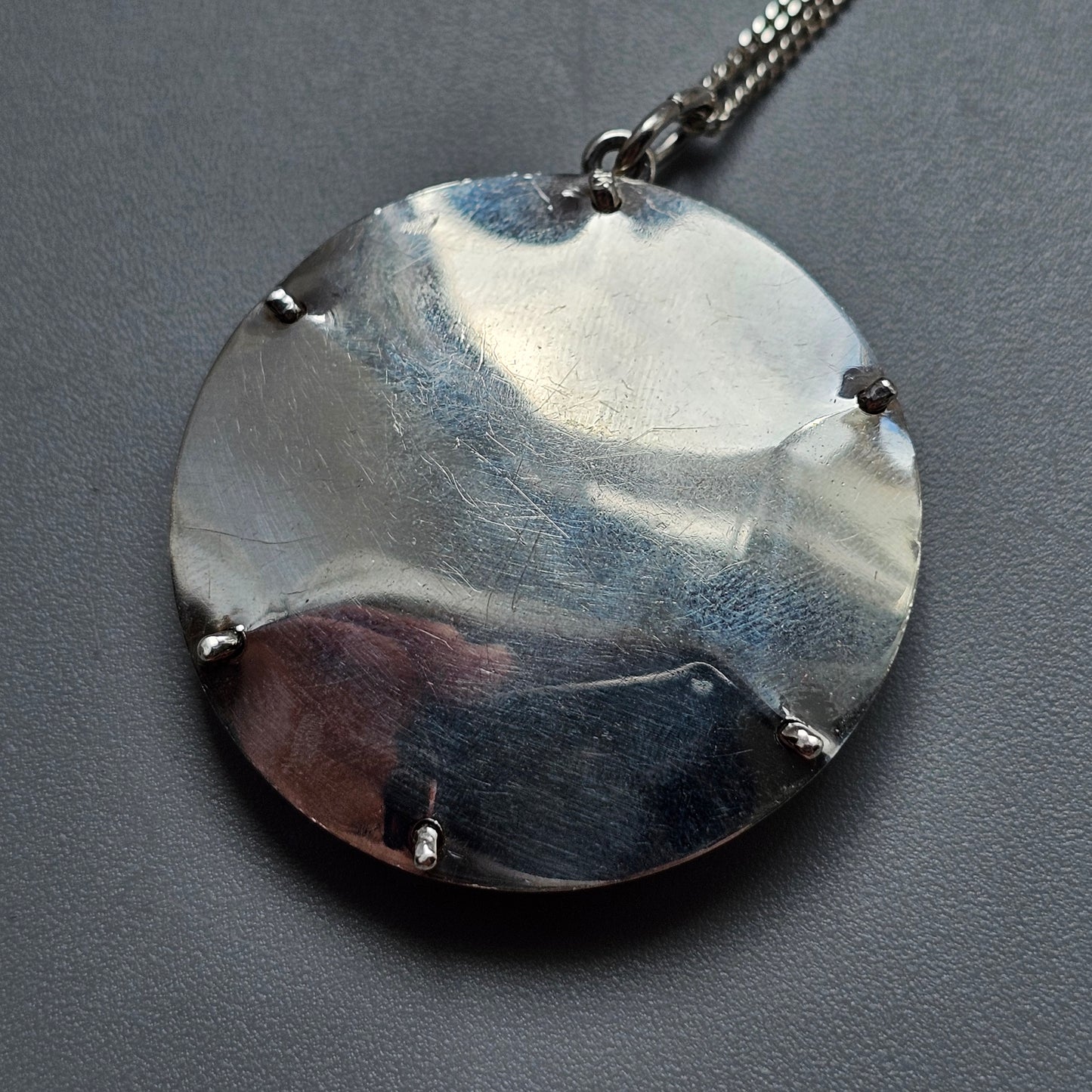 Vintage Finnish Modernist Silver Mesh Necklace Pendant by Pekka Aulin Turkukorut