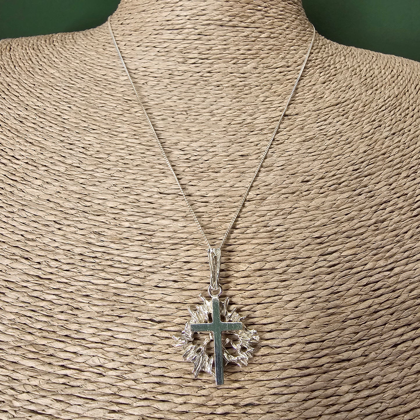 Vintage Jalosepot Finnish Silver Brutalist Cross Pendant 1972