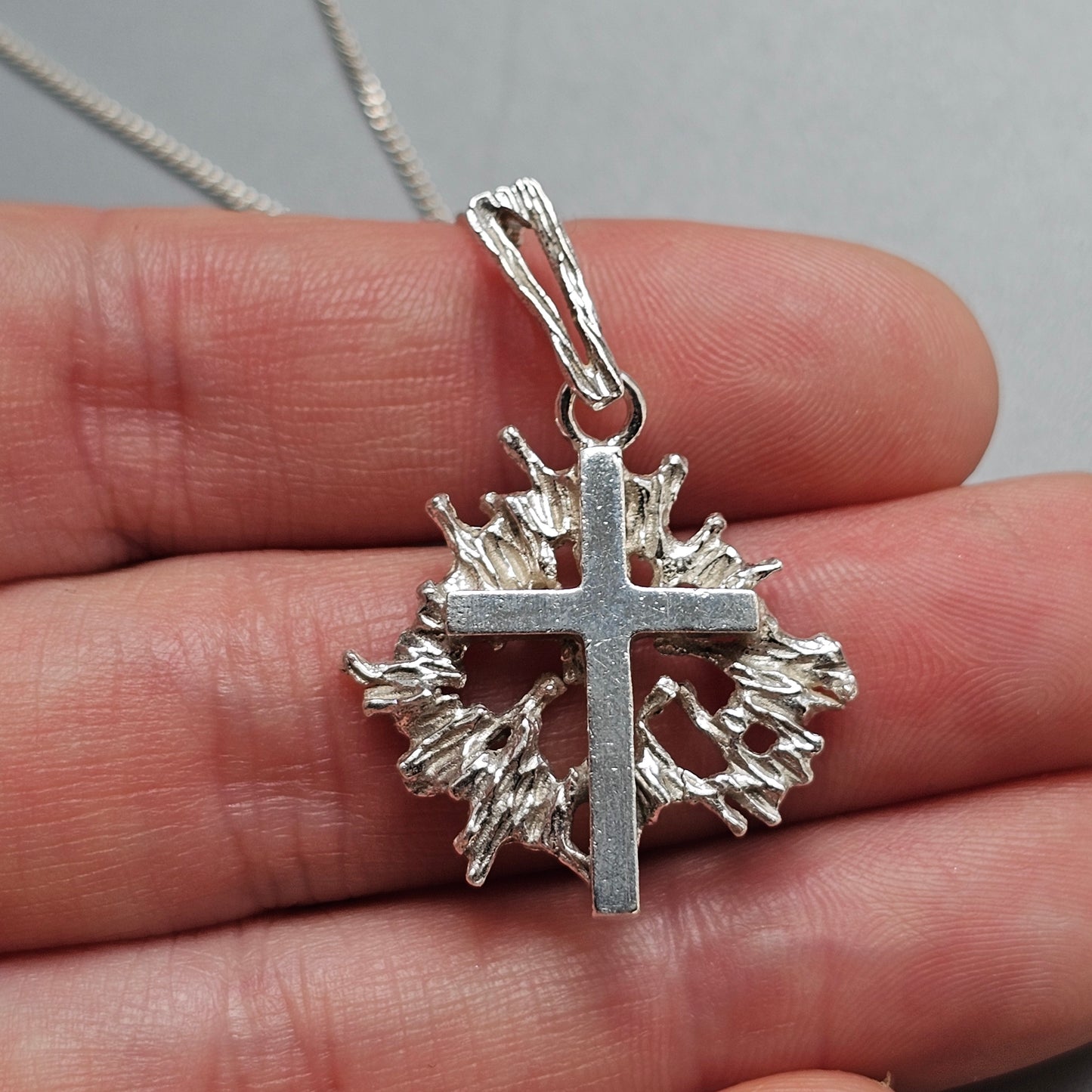 Vintage Jalosepot Finnish Silver Brutalist Cross Pendant 1972