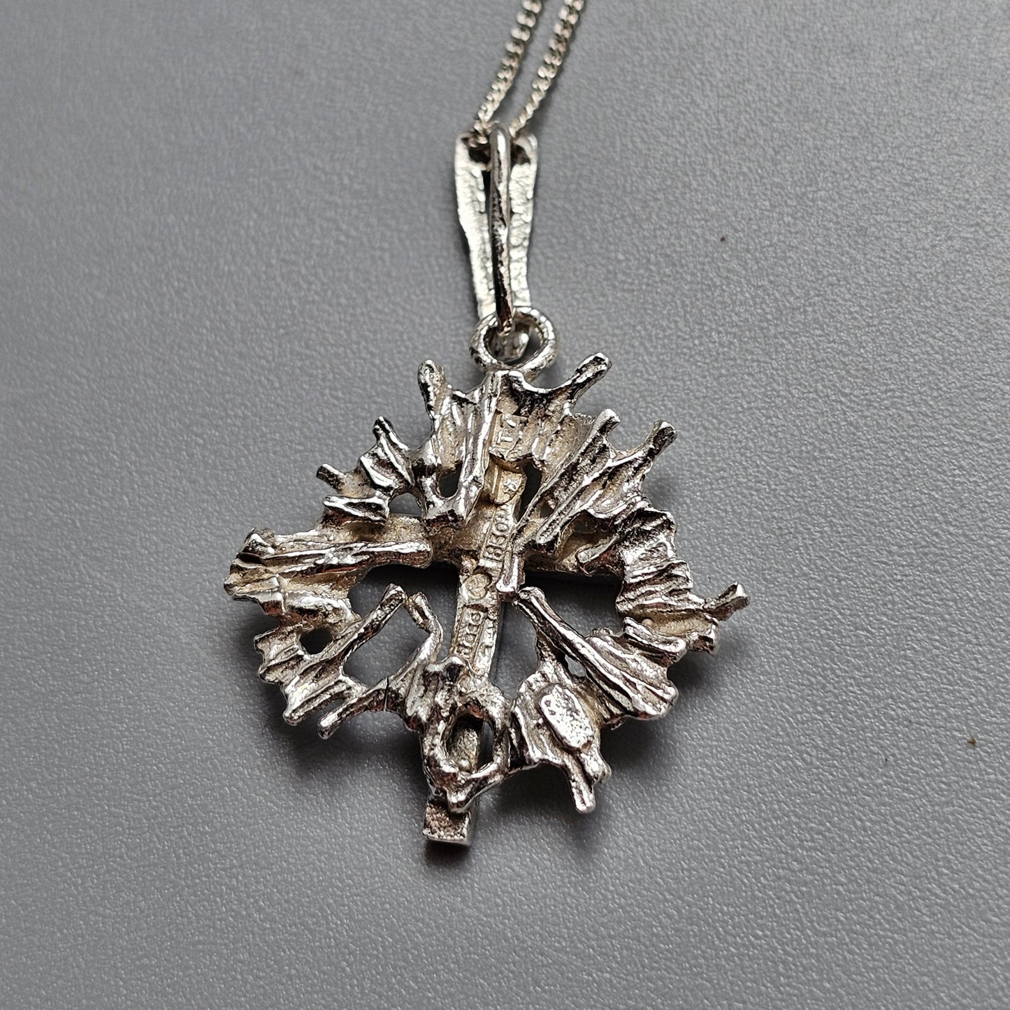 Vintage Jalosepot Finnish Silver Brutalist Cross Pendant 1972