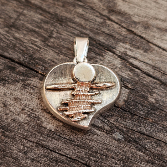 Vintage Finnish Salovaara Sterling Silver Heart Pendant Landscape Design