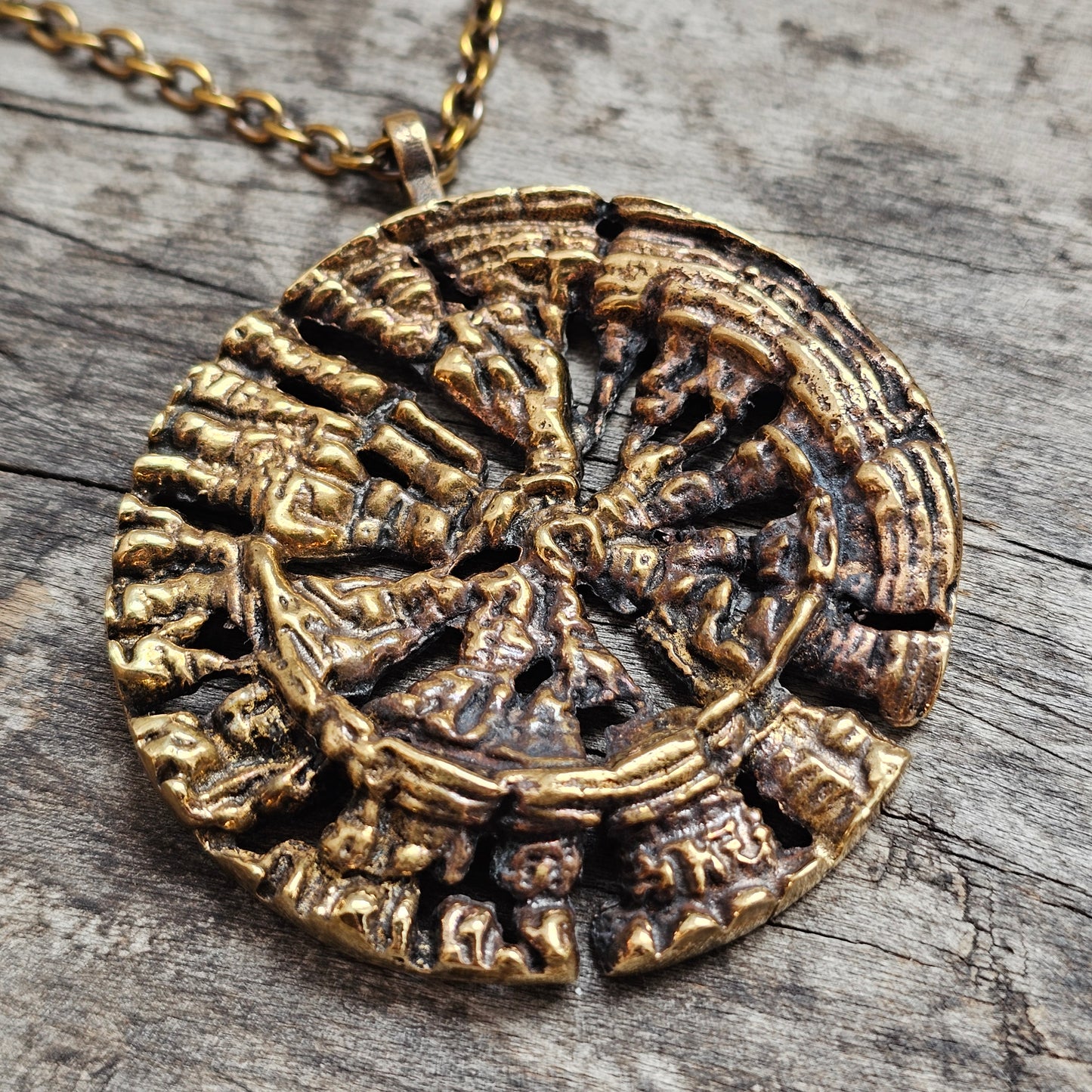 Vintage Pentti Sarpaneva Auringonkehrä Bronze Necklace Pendant Finnish Modernist