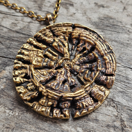 Vintage Pentti Sarpaneva Auringonkehrä Bronze Necklace Pendant Finnish Modernist