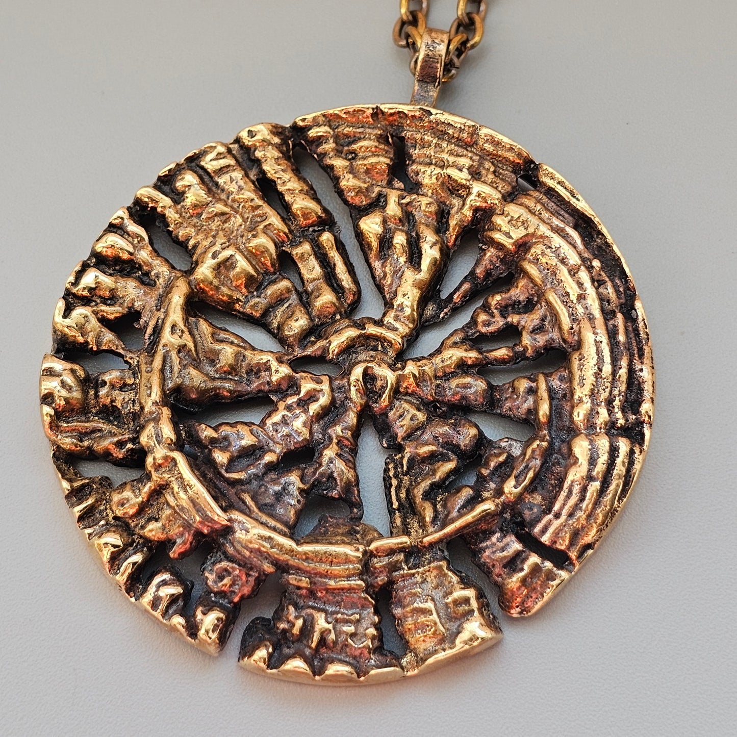 Vintage Pentti Sarpaneva Auringonkehrä Bronze Necklace Pendant Finnish Modernist