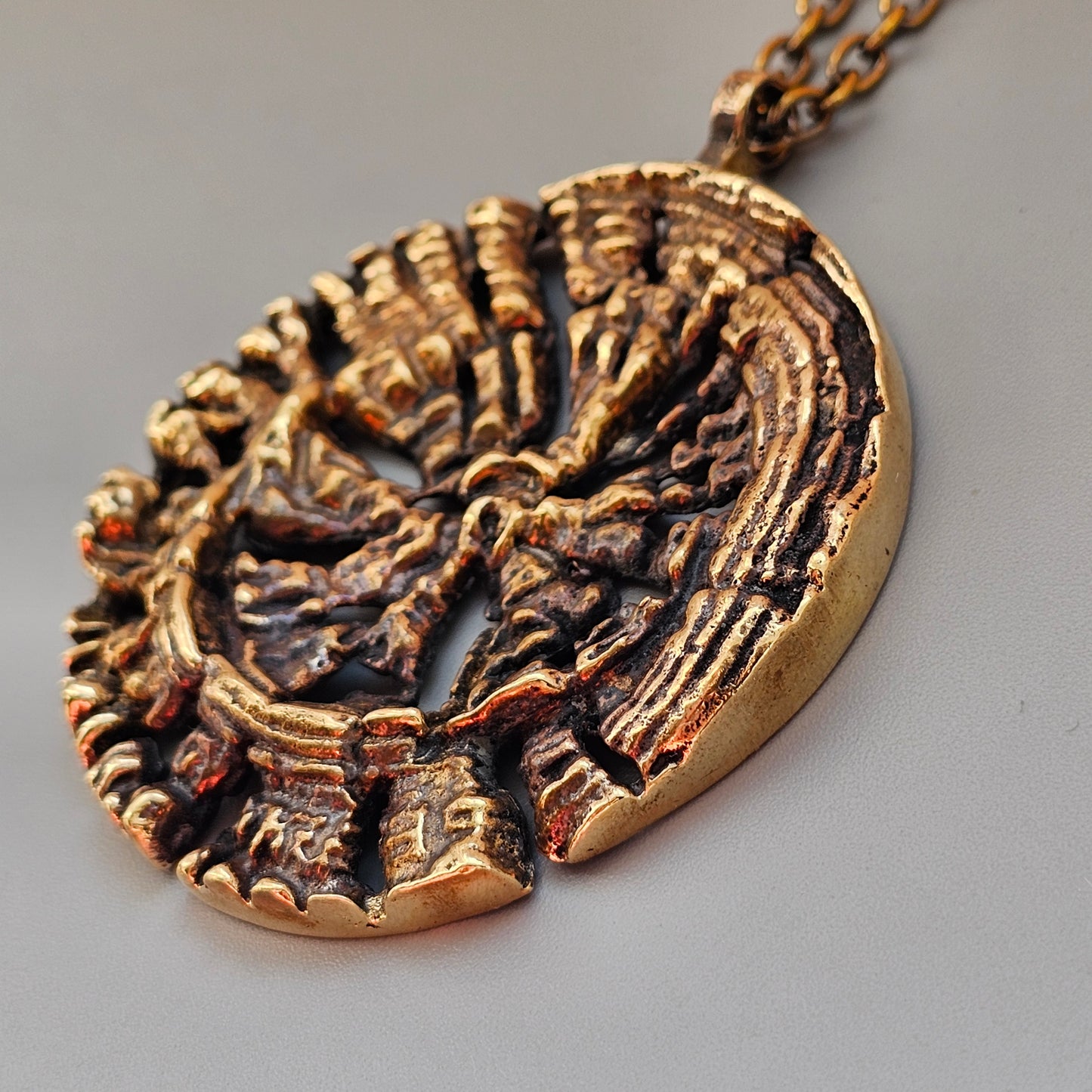 Vintage Pentti Sarpaneva Auringonkehrä Bronze Necklace Pendant Finnish Modernist
