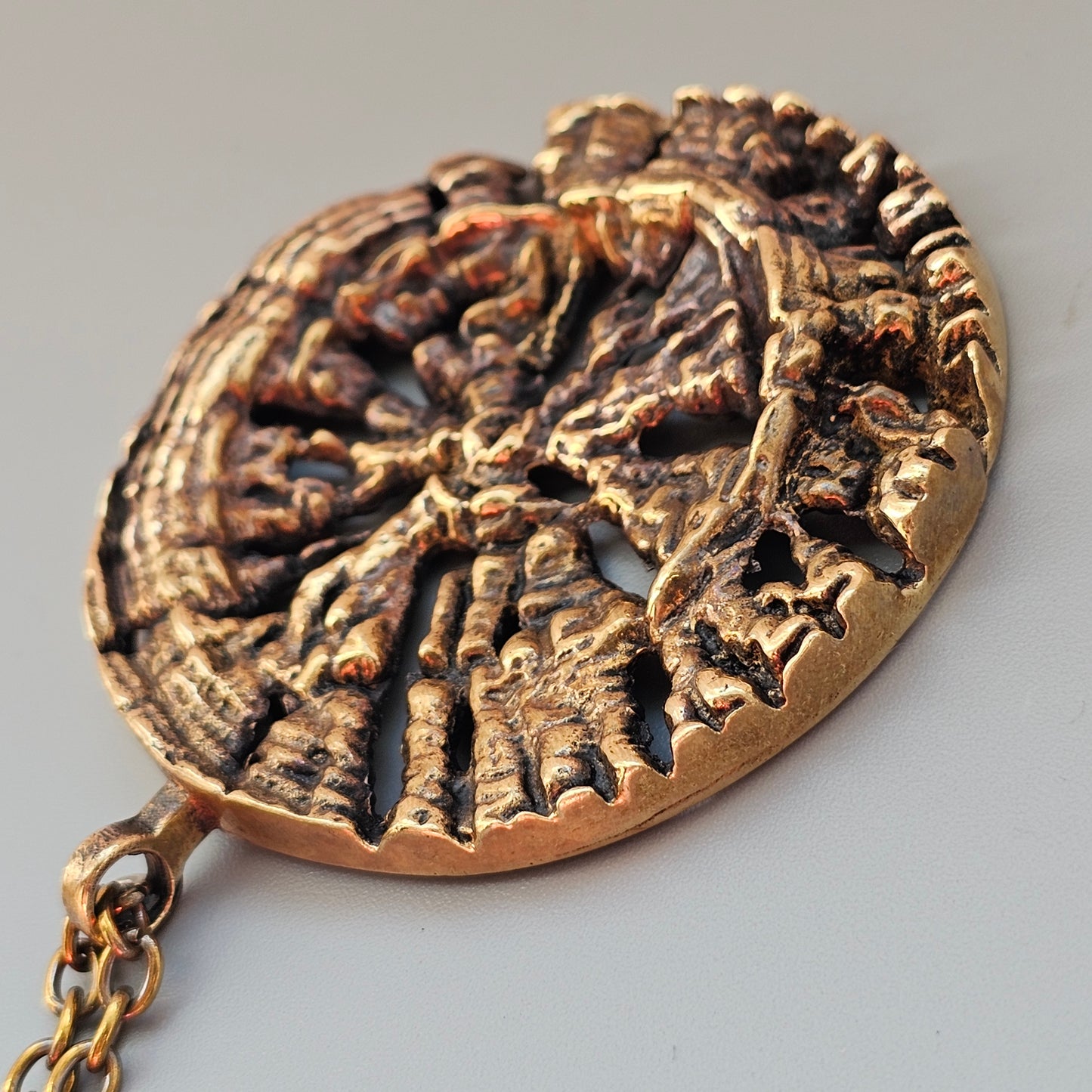 Vintage Pentti Sarpaneva Auringonkehrä Bronze Necklace Pendant Finnish Modernist