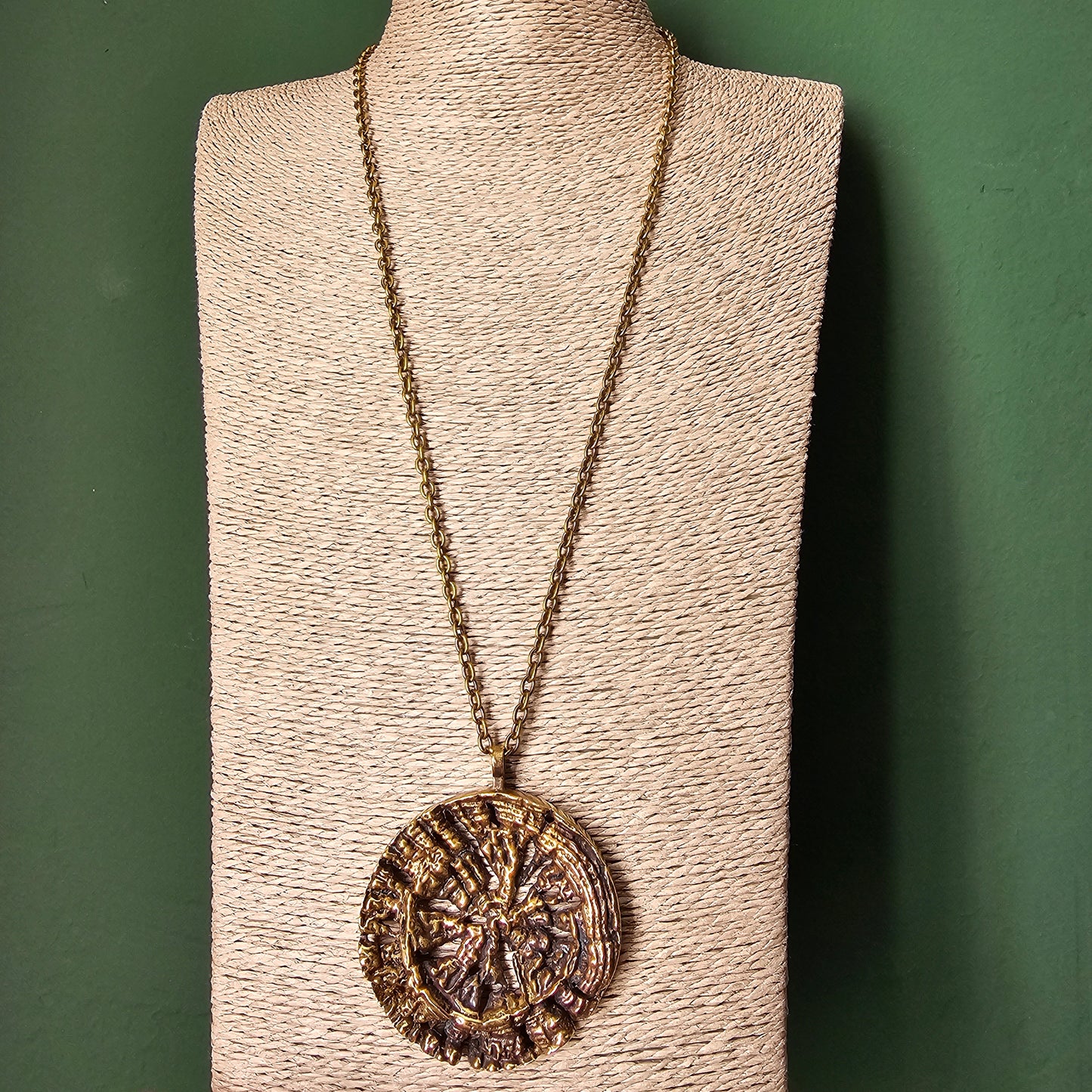Vintage Pentti Sarpaneva Auringonkehrä Bronze Necklace Pendant Finnish Modernist