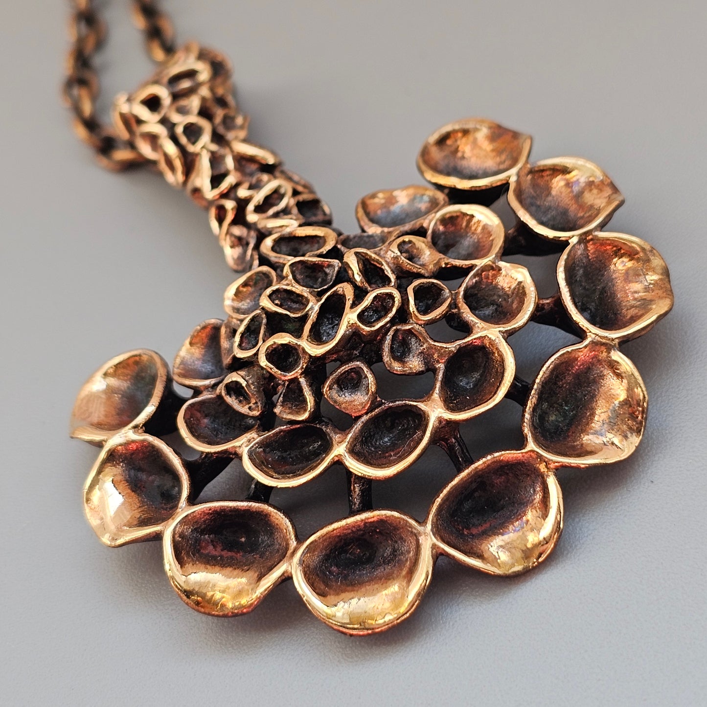 Vintage Hannu Ikonen for Valo-Koru Finnish Bronze Reindeer Moss Necklace