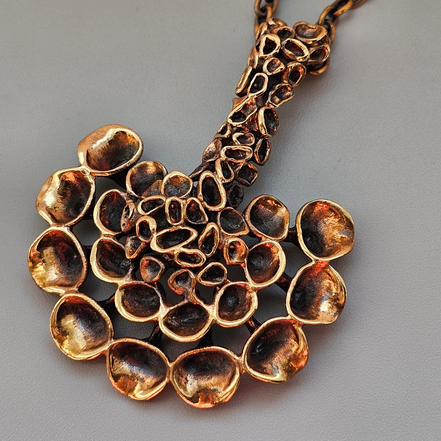 Vintage Hannu Ikonen for Valo-Koru Finnish Bronze Reindeer Moss Necklace