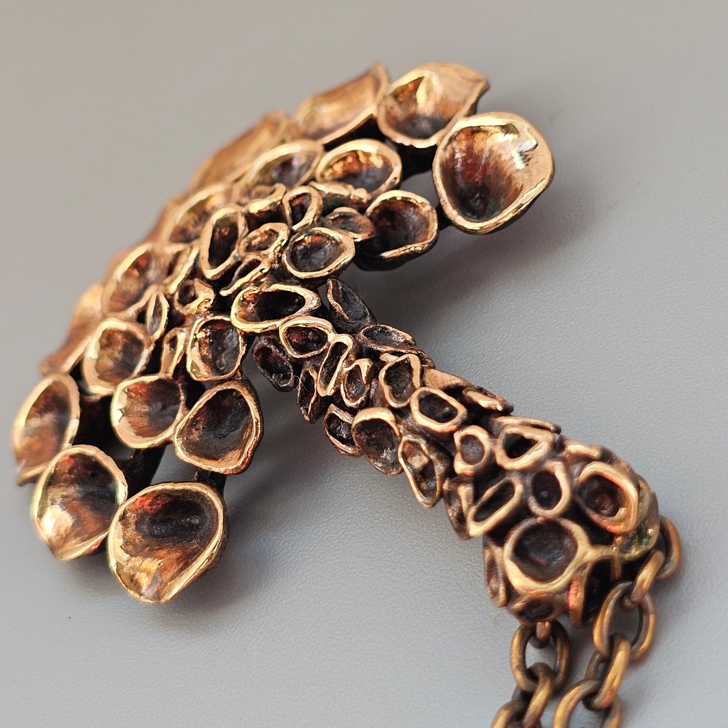 Vintage Hannu Ikonen for Valo-Koru Finnish Bronze Reindeer Moss Necklace