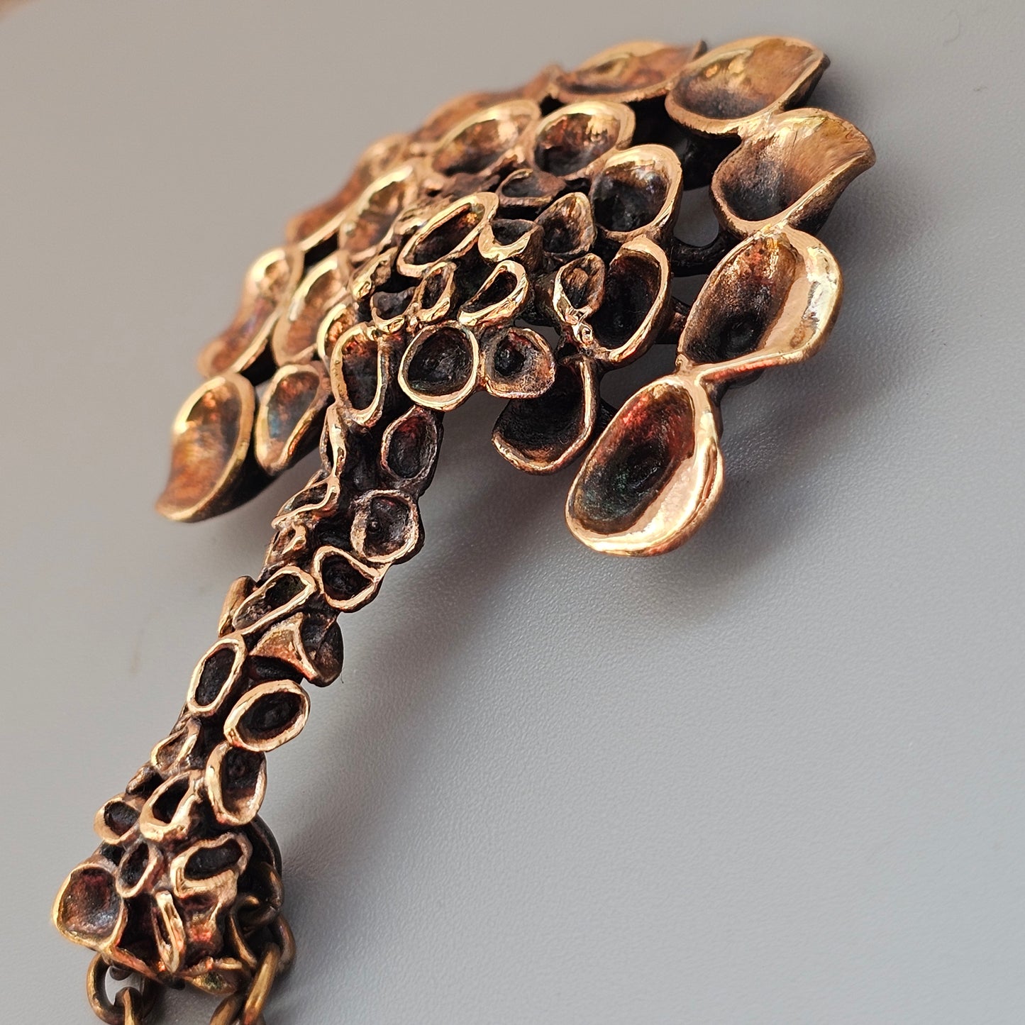 Vintage Hannu Ikonen for Valo-Koru Finnish Bronze Reindeer Moss Necklace