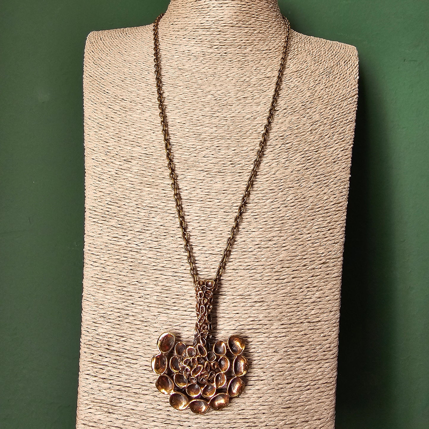 Vintage Hannu Ikonen for Valo-Koru Finnish Bronze Reindeer Moss Necklace