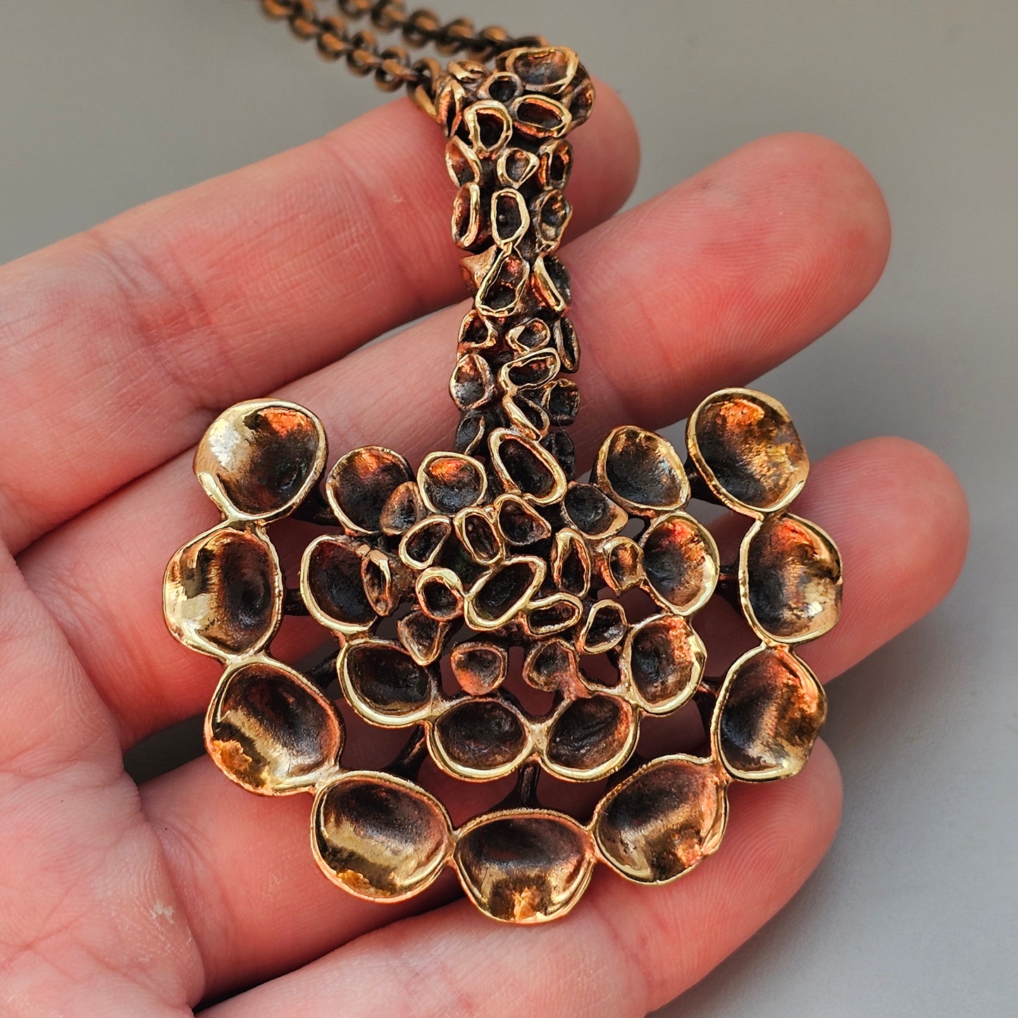 Vintage Hannu Ikonen for Valo-Koru Finnish Bronze Reindeer Moss Necklace