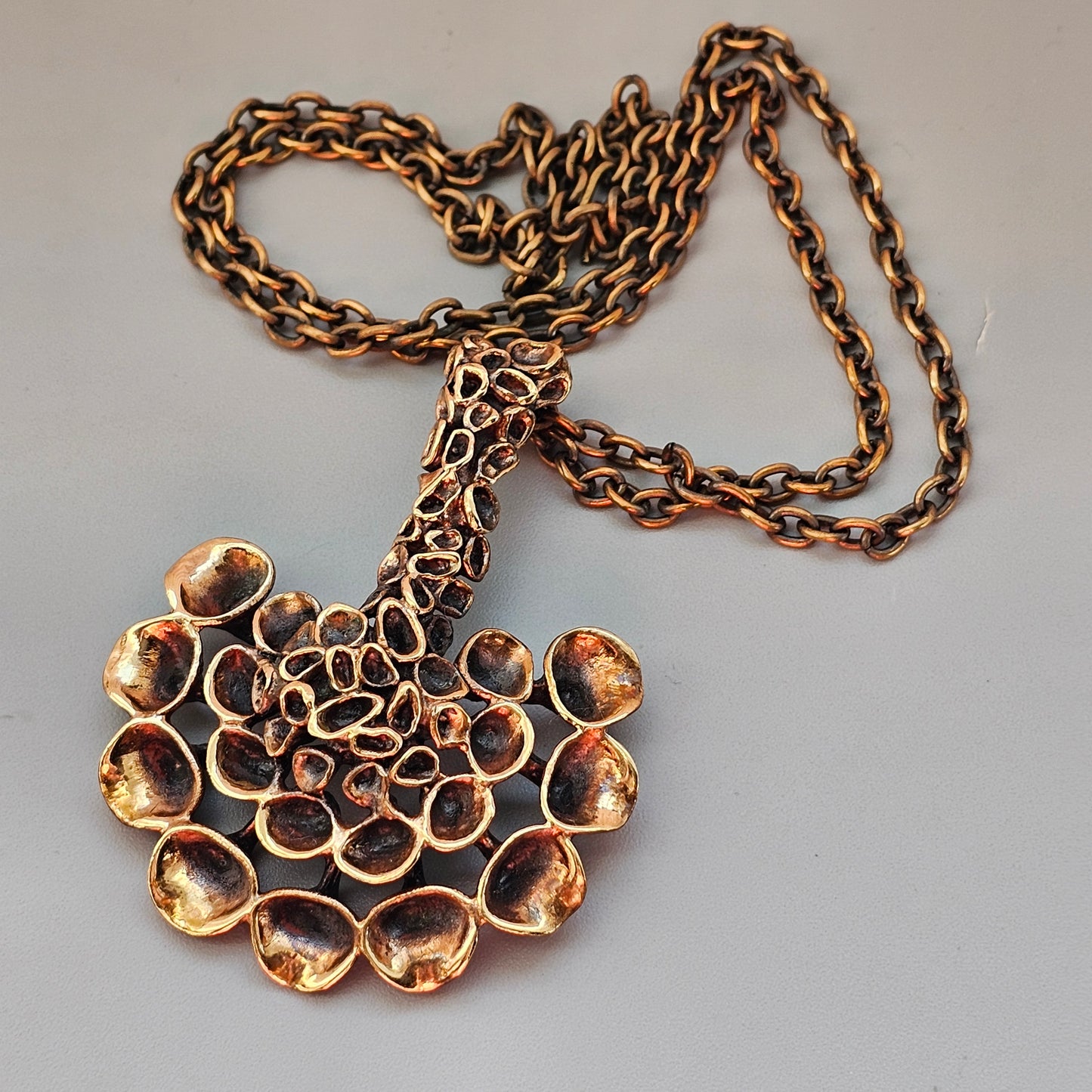 Vintage Hannu Ikonen for Valo-Koru Finnish Bronze Reindeer Moss Necklace