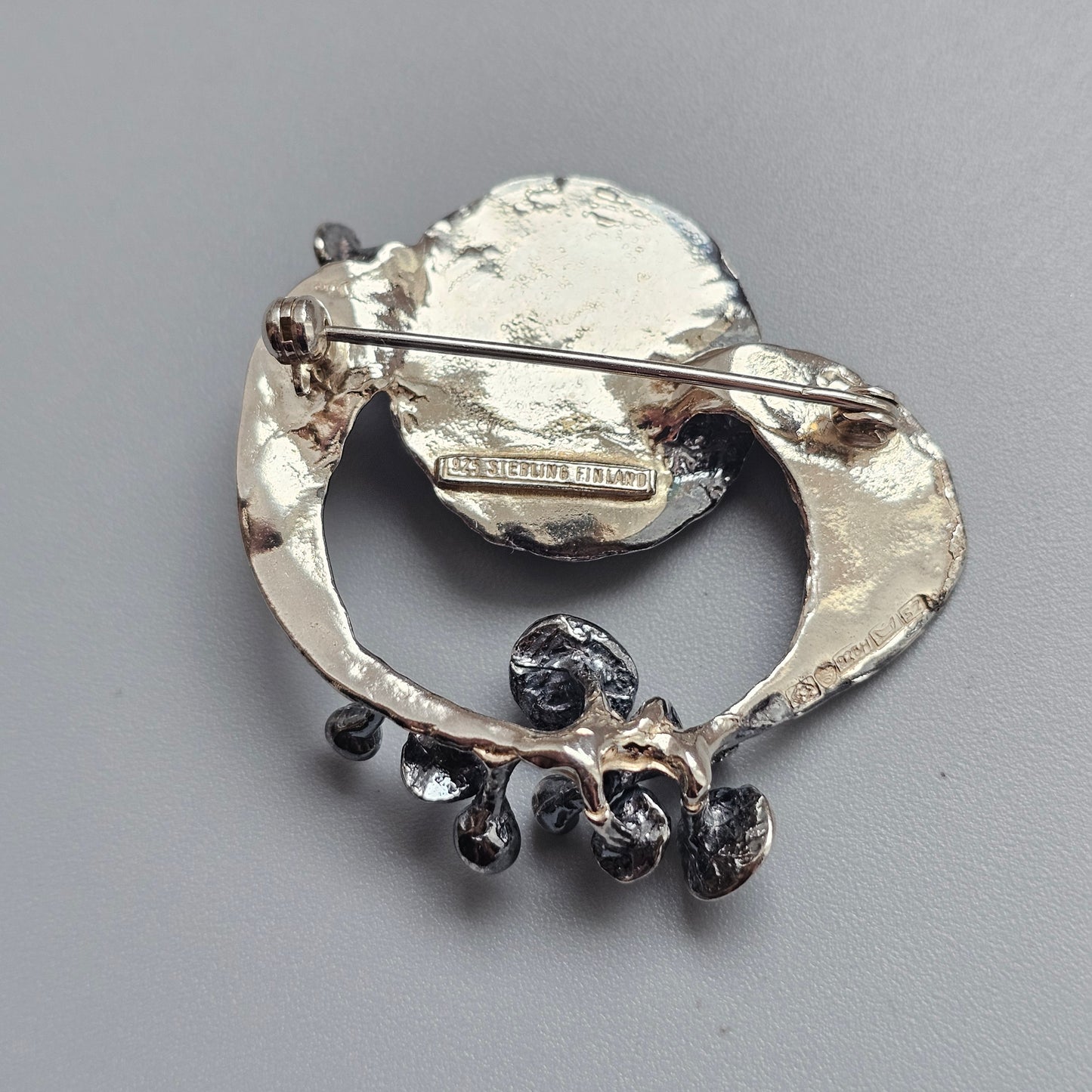 Vintage 1971 Erik Granit Finnish Sterling Silver Modernist Brutalist Brooch