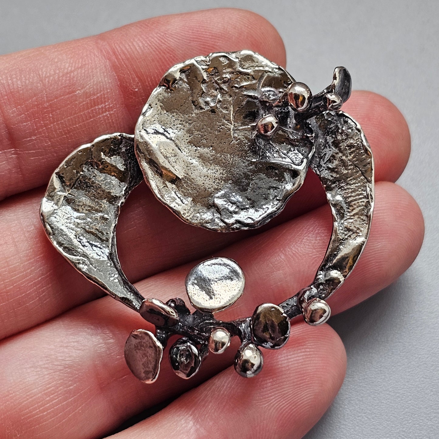 Vintage 1971 Erik Granit Finnish Sterling Silver Modernist Brutalist Brooch