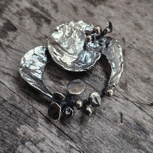 Vintage 1970s Erik Granit Finnish Sterling Silver Modernist Brutalist Brooch 1971