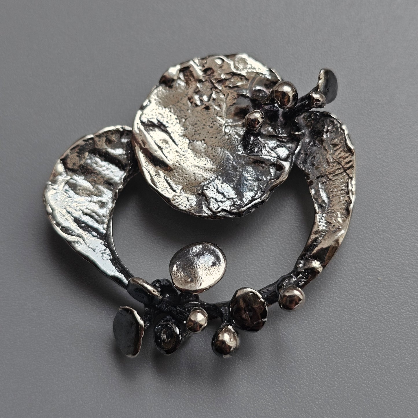 Vintage 1971 Erik Granit Finnish Sterling Silver Modernist Brutalist Brooch