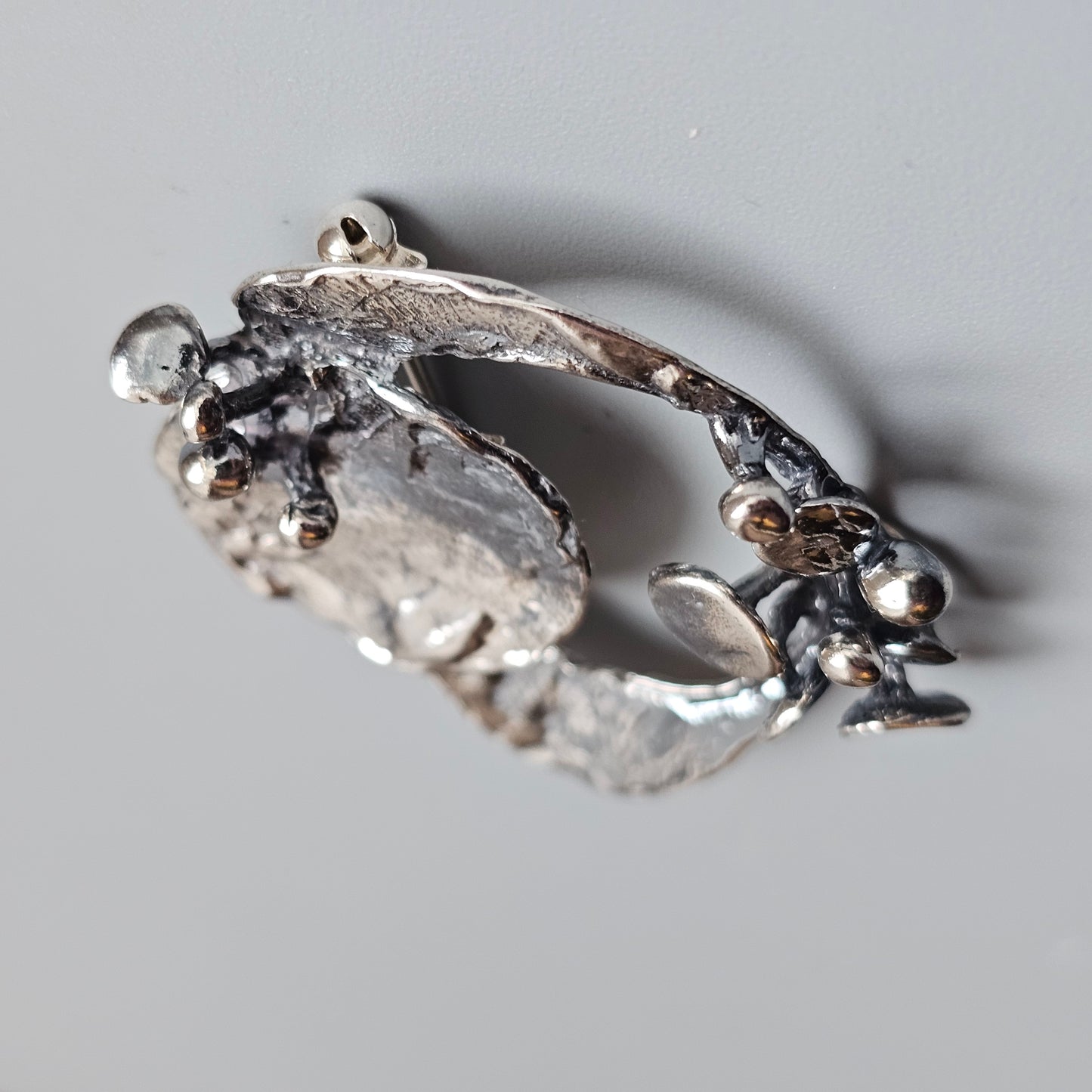 Vintage 1971 Erik Granit Finnish Sterling Silver Modernist Brutalist Brooch