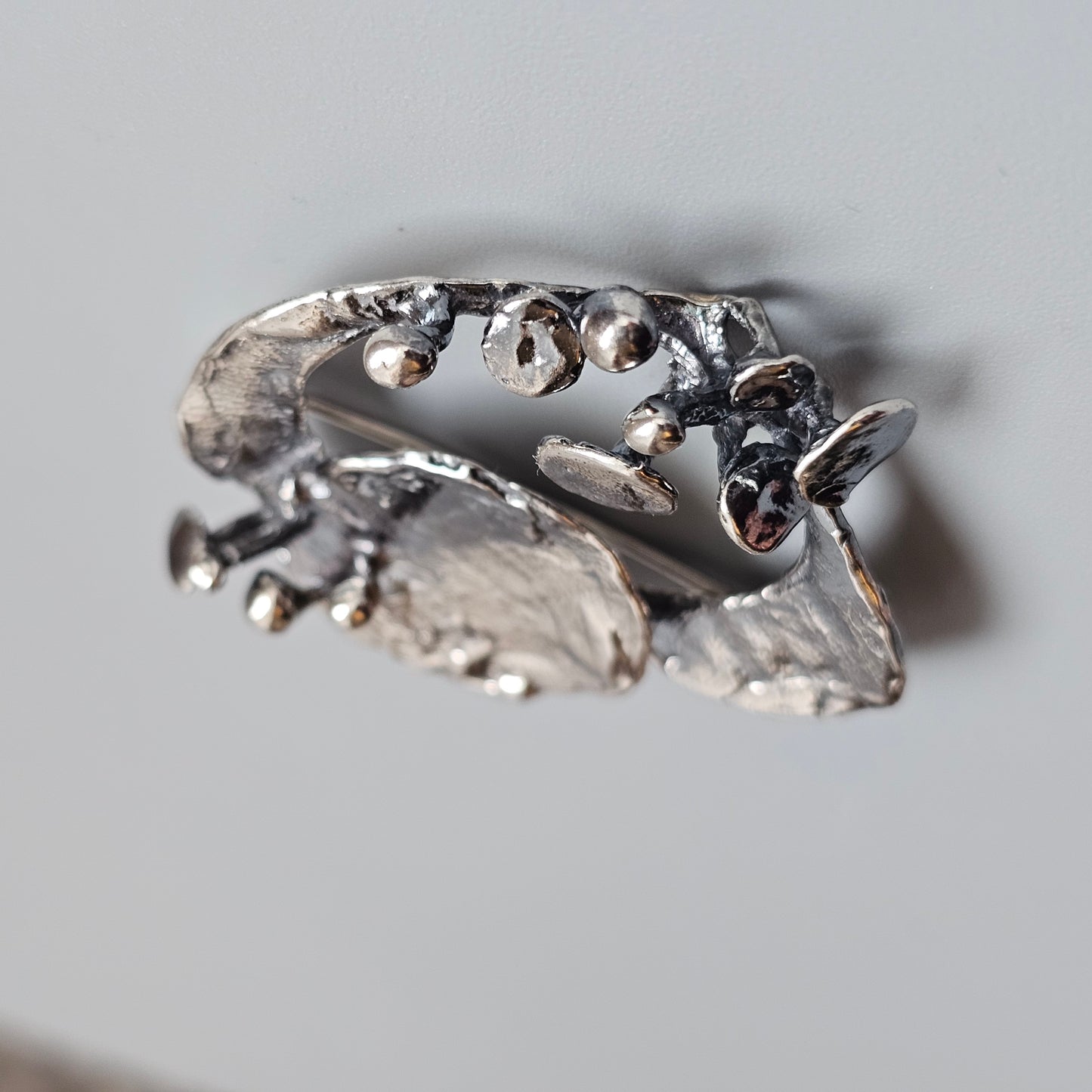 Vintage 1971 Erik Granit Finnish Sterling Silver Modernist Brutalist Brooch