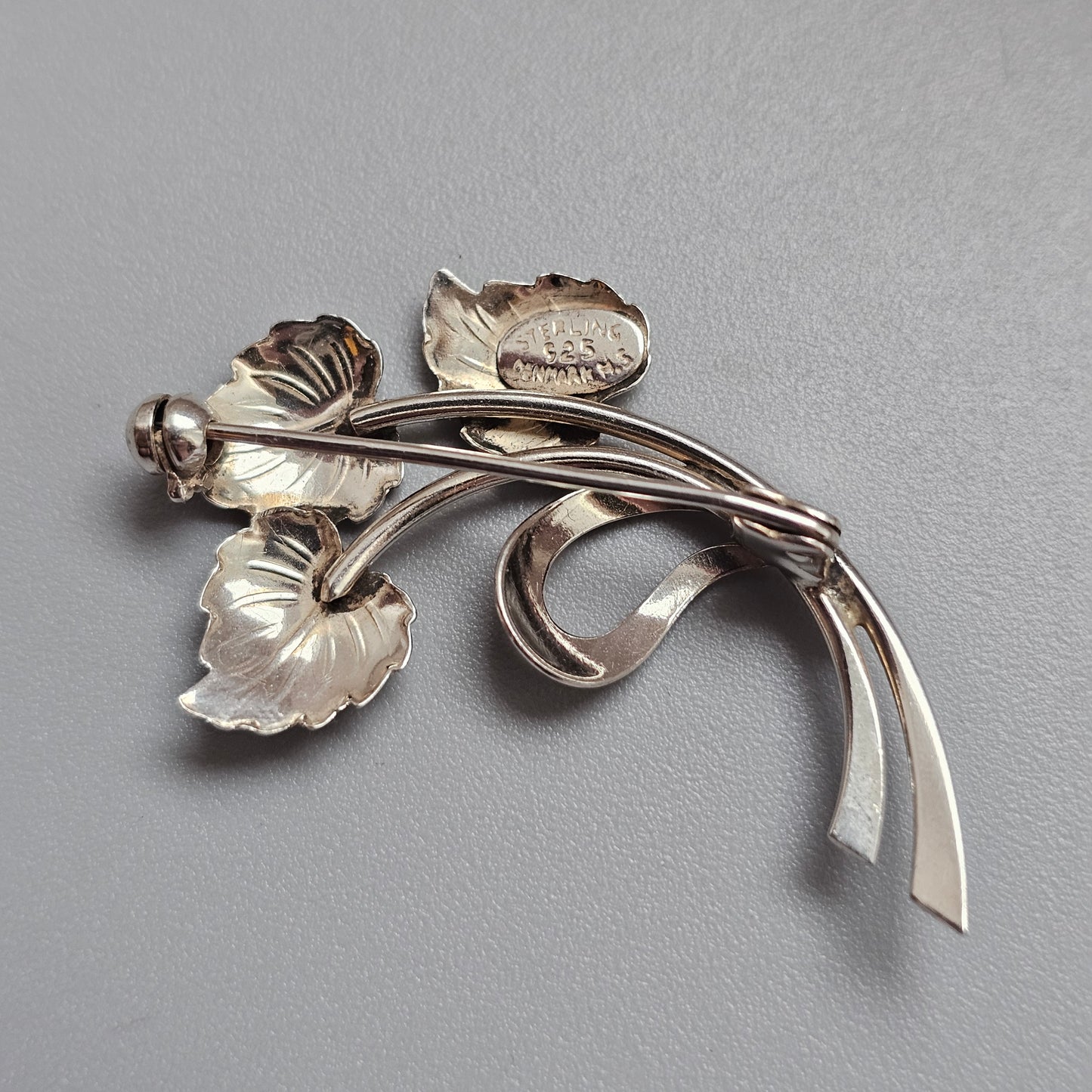 Vintage Hermann Siersbøl Danish Sterling Silver Leaf Brooch