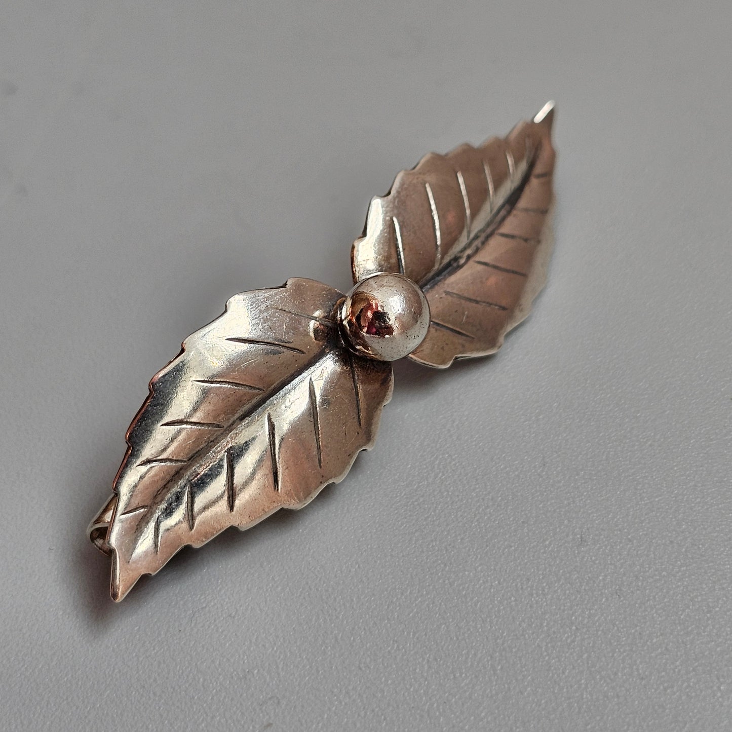 Vintage Mid Century Danish 830 Silver Leaf Brooch by John Lauritzen
