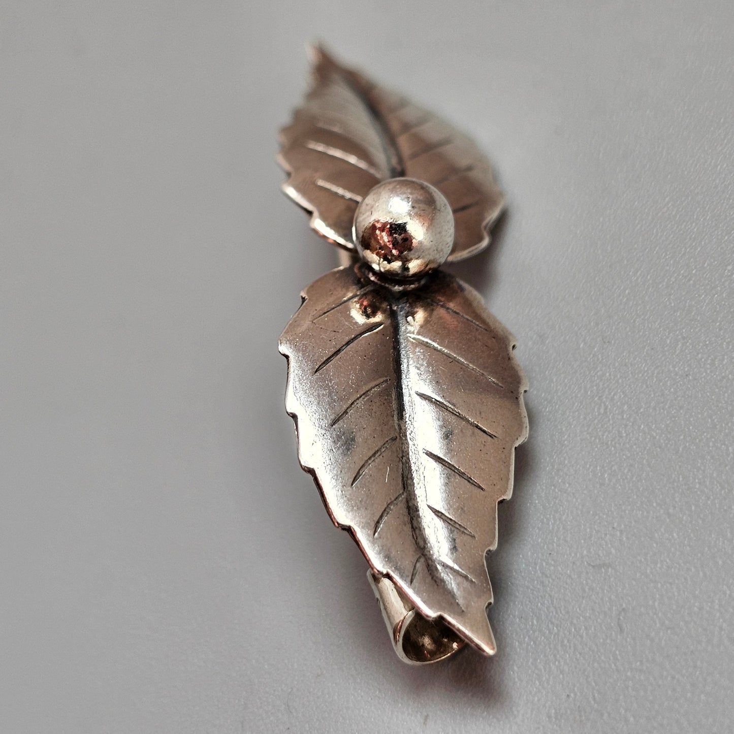Vintage Mid Century Danish 830 Silver Leaf Brooch by John Lauritzen
