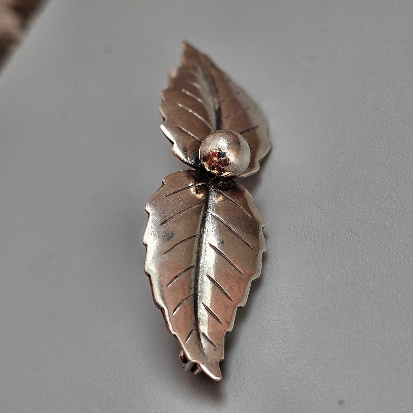 Vintage Mid Century Danish 830 Silver Leaf Brooch by John Lauritzen