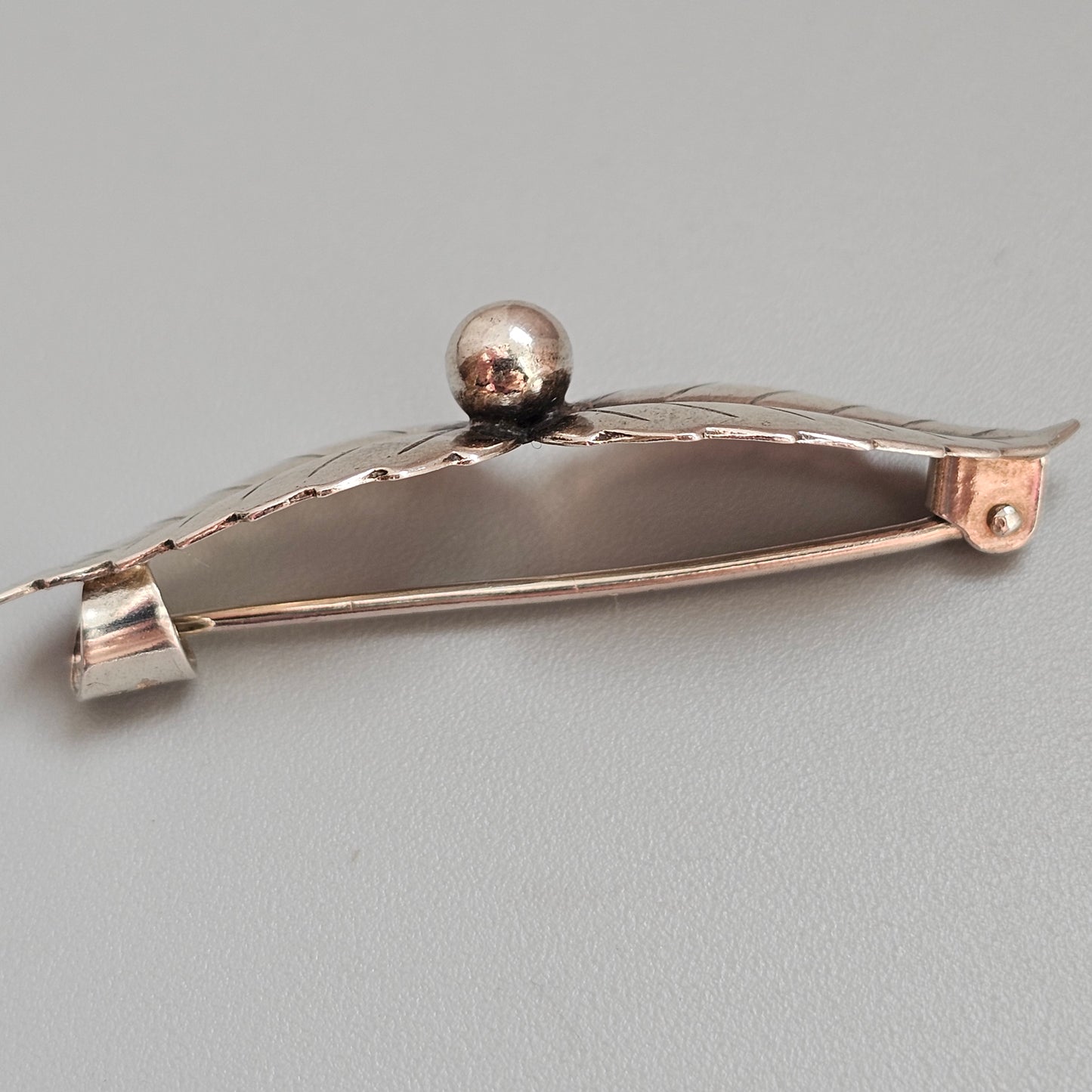 Vintage Mid Century Danish 830 Silver Leaf Brooch by John Lauritzen