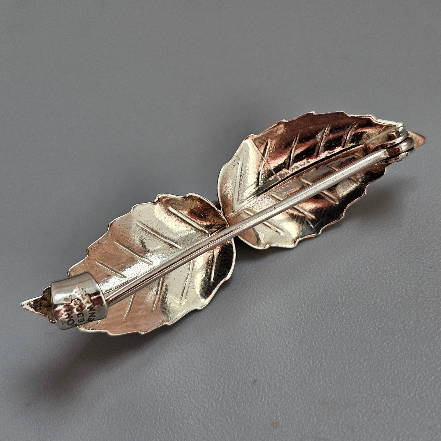Vintage Mid Century Danish 830 Silver Leaf Brooch by John Lauritzen