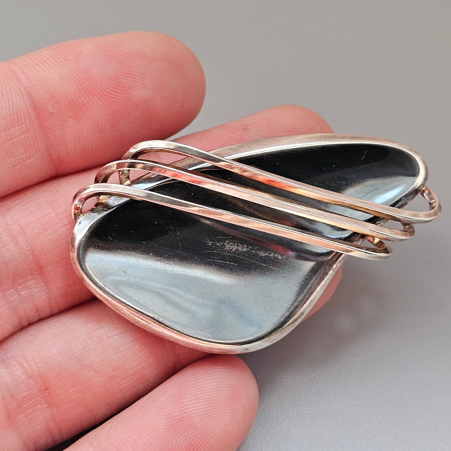 1950s Finnish Modernist Silver Brooch Erik Granit & Co 1960 MCM