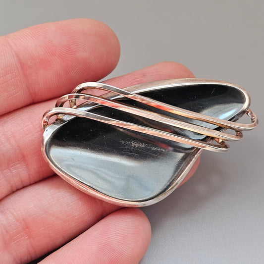 1950s Finnish Modernist Silver Brooch Erik Granit & Co 1960 MCM