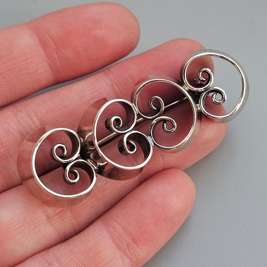 Vintage 1970s Erik Granit Finnish Sterling Silver Modernist Brooch 1974