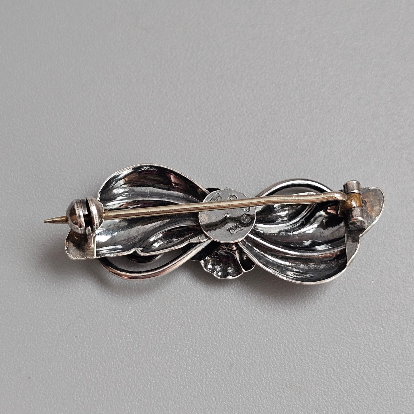 Vintage 1950s MCM Hugo Grün & Co Swedish Silver Floral Brooch 1956