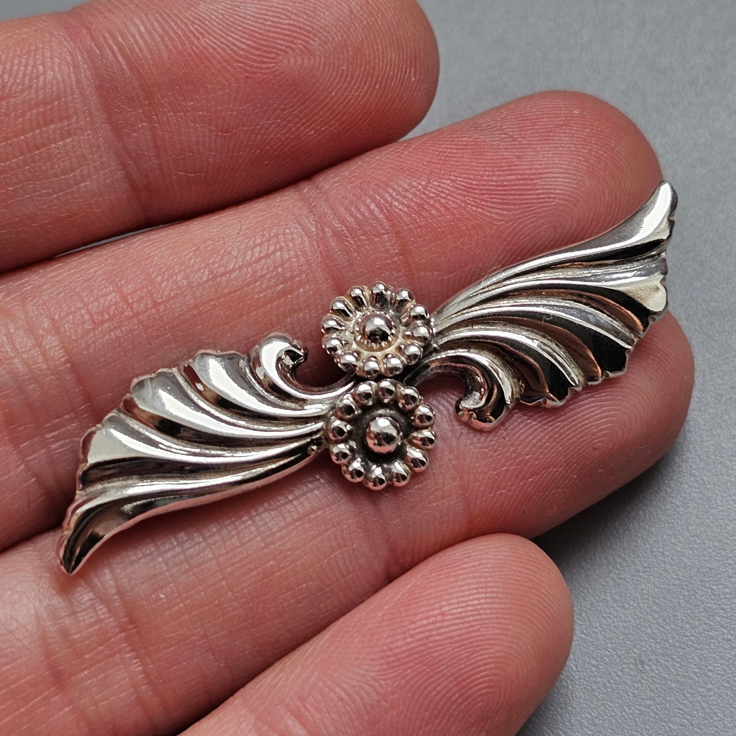 Vintage Danish Silver Hermann Siersbol Modernist Brooch Mid Century Design