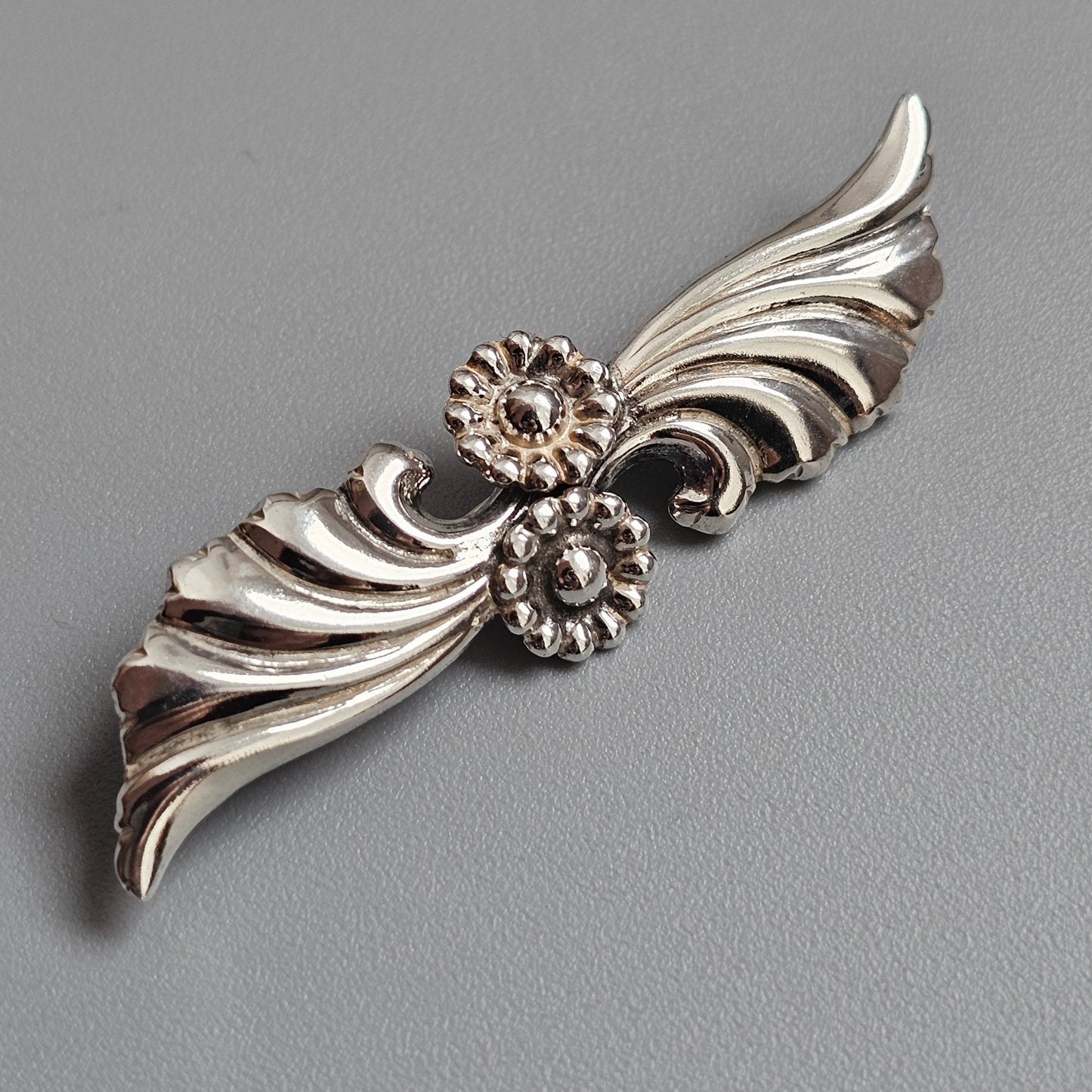 Vintage Danish Silver Hermann Siersbol Modernist Brooch Mid Century Design
