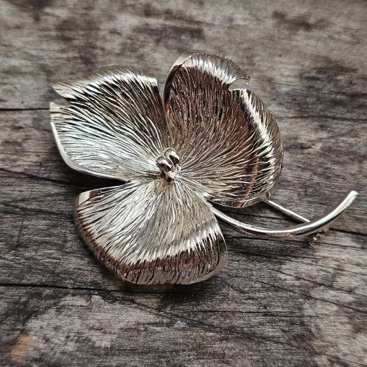 Vintage 1960s Kollmar & Jourdan Silver Modernist Flower Brooch Germany
