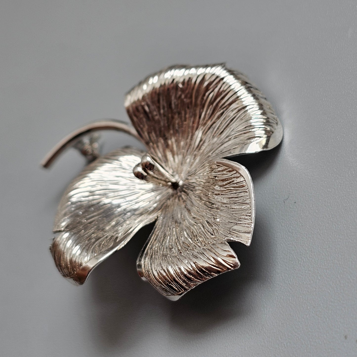 Vintage 1960s Kollmar & Jourdan Silver Modernist Flower Brooch Germany