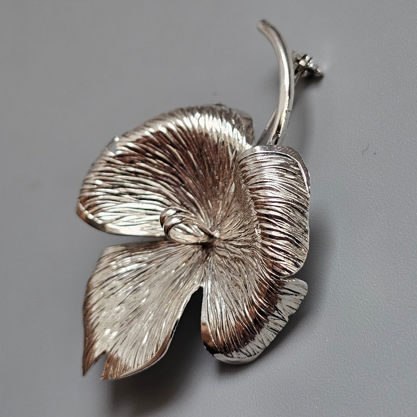 Vintage 1960s Kollmar & Jourdan Silver Modernist Flower Brooch Germany