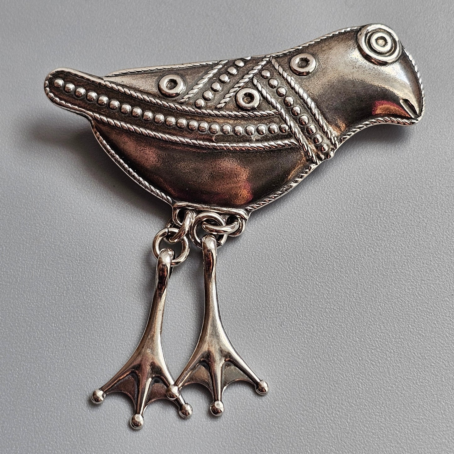 Finnish Kalevala Koru 11th Century Middle Ages Style Bird of Hattula Sterling Silver Brooch 2004