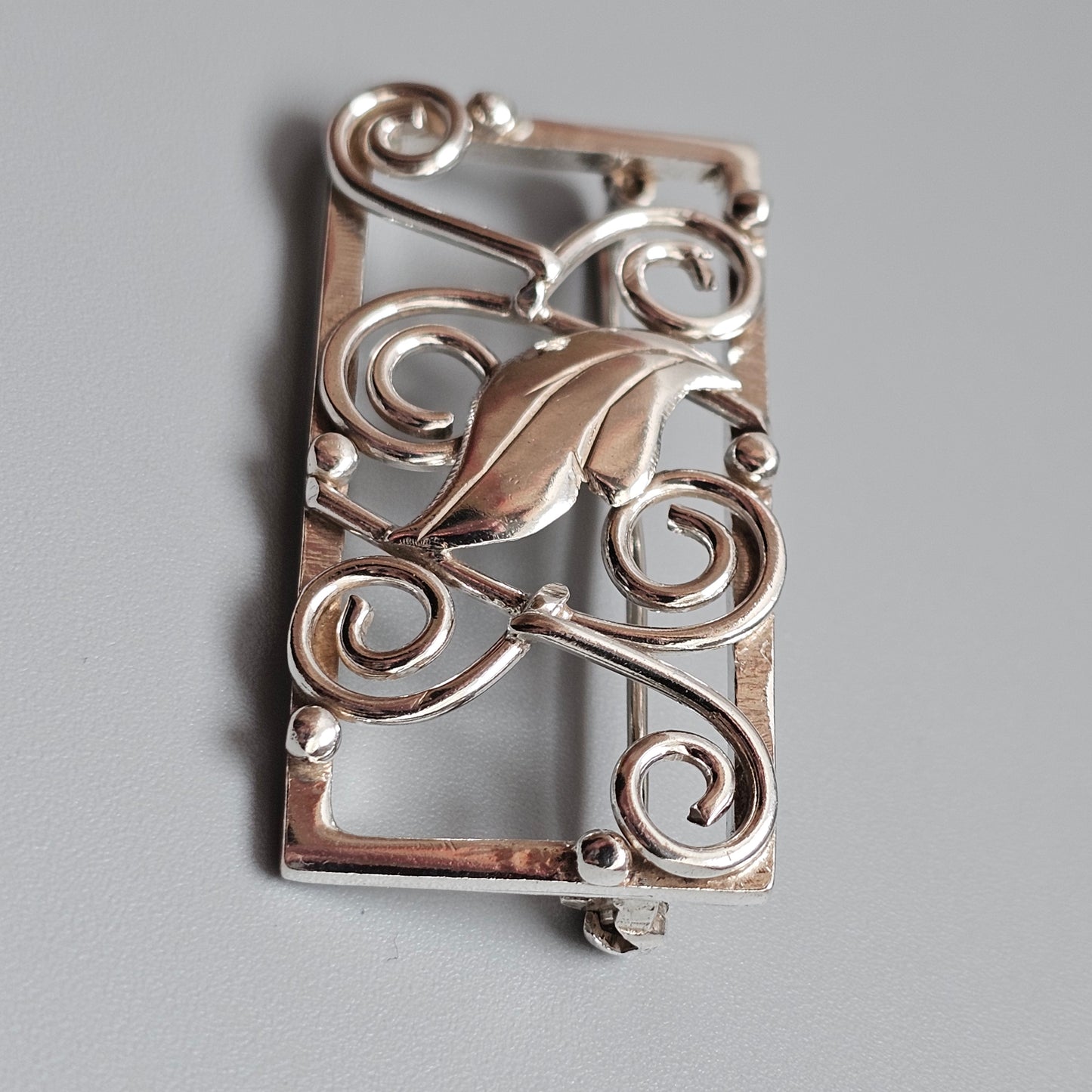 Vintage Danish Silver Mid Century Modernist Floral Brooch