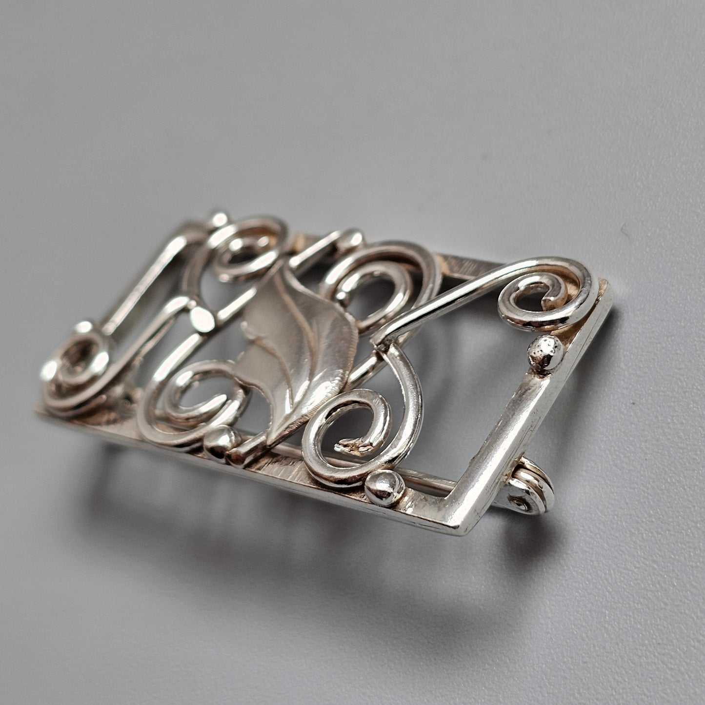 Vintage Danish Silver Mid Century Modernist Floral Brooch