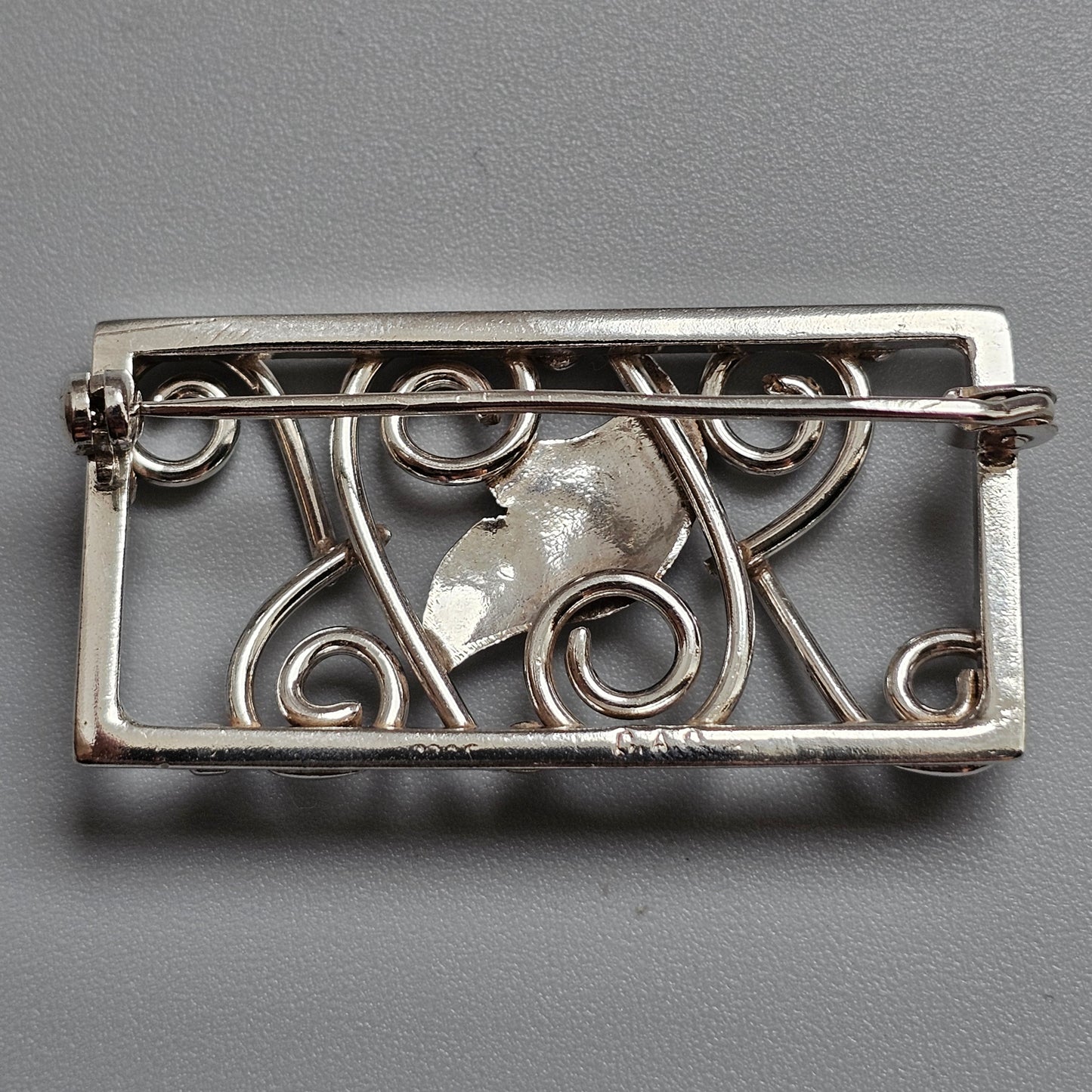 Vintage Danish Silver Mid Century Modernist Floral Brooch